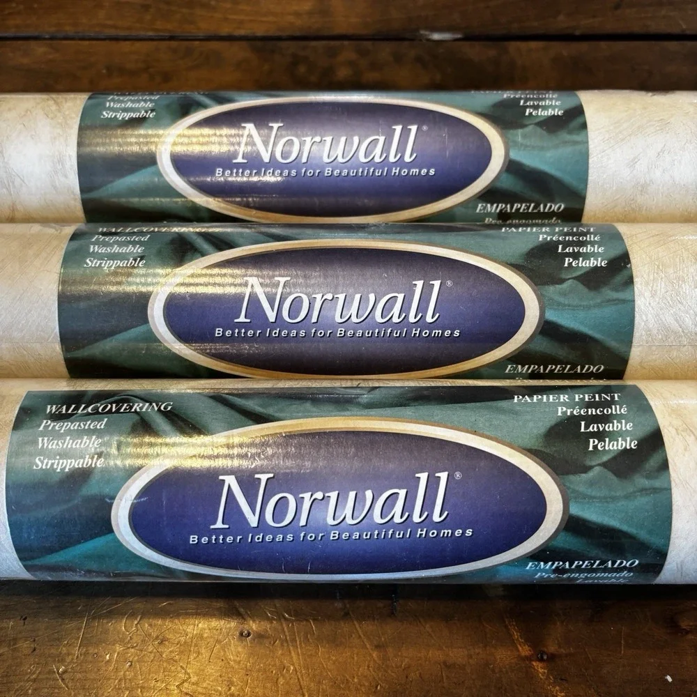 3pc VTG 80s Norwall CR15767 Vinyl‎ Floral Wallpaper Rolls 167sq ft 20.4